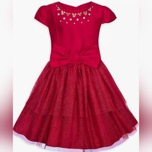 Disney Baby Girls Red Mickey & Minnie Mouse Christmas Holiday Dress Size 2T